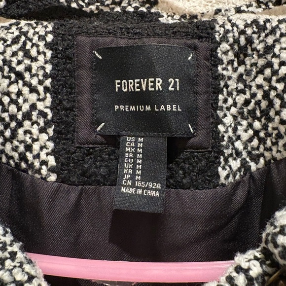 Forever 21 Black and Cream Plaid Pea Coat - Picture 5 of 5